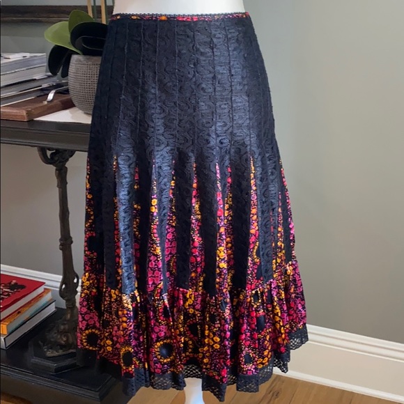 Free People Dresses & Skirts - Free People Silk Lace Floral Midi Skirt 12